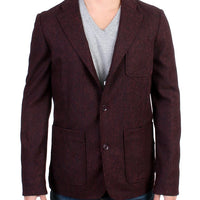 Bordeaux Wool Blend Two Button Blazer