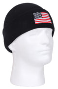 US Flag Embroidered Fine Knit Watch Cap