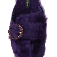 Purple Xiangao Fur Crystal Mules