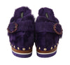 Purple Xiangao Fur Crystal Mules