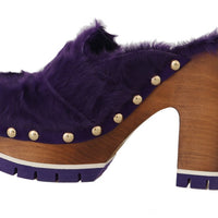 Purple Xiangao Fur Crystal Mules