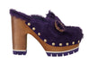 Purple Xiangao Fur Crystal Mules