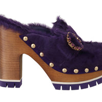 Purple Xiangao Fur Crystal Mules