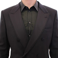 Black Striped Double Breasted Slim Fit Suit