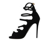 Black Suede Ankle Strap Heels Pumps