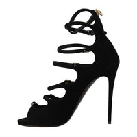 Black Suede Ankle Strap Heels Pumps