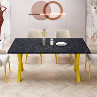 70.87" Modern Square Dining Table Gold X-Shape Table Leg