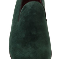 Green Suede Leather Slippers Loafers