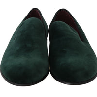 Green Suede Leather Slippers Loafers