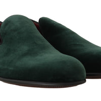 Green Suede Leather Slippers Loafers