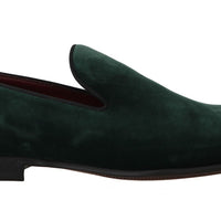 Green Suede Leather Slippers Loafers