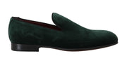 Green Suede Leather Slippers Loafers