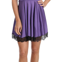 Purple Stretch Black Lace Dress