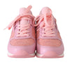 Pink Floral Lace Leather Sneakers