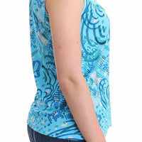 Blue printed tank top