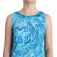 Blue printed tank top