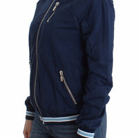 Blue zip cotton cardigan