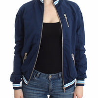 Blue zip cotton cardigan