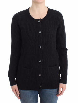 Black wool cardigan