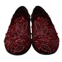 Red Velvet Crystal Sequined Loafers