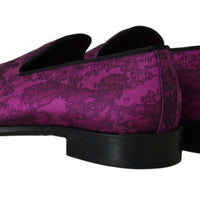 Purple Jacquard Loafers Dress Formal Shoes