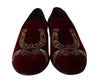 Bordeaux Velvet Loafers Gun Horseshoe Shoes