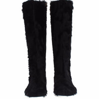 Black Xiangao Lamb Fur Leather Boots