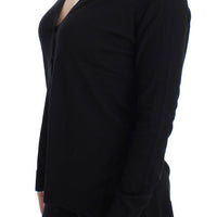 Black Wool Button Cardigan Sweater