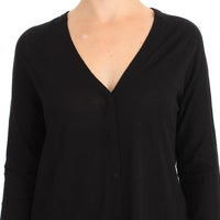 Black Wool Button Cardigan Sweater