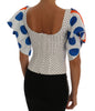 White Polka Silk Corset Bustier Top