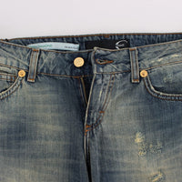 Blue Cotton Low Waist Jeans