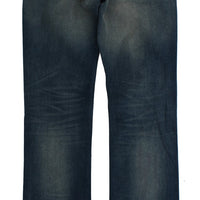 Blue Wash Torn Cotton Slim Fit Jeans