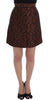 Brown Floral Brocade Mini Bubble Skirt