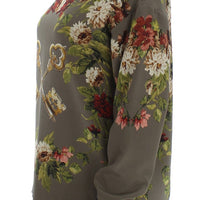 Green Key Floral Print Silk Sweater