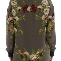 Green Key Floral Print Silk Sweater