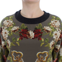 Green Key Floral Print Silk Sweater