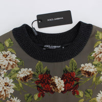 Green Key Floral Print Silk Sweater