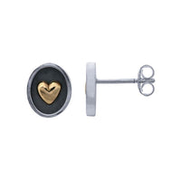 Bronze Heart Sterling Silver Post Earrings