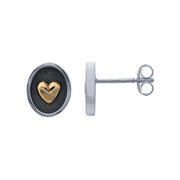 Bronze Heart Sterling Silver Post Earrings