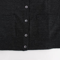 Gray Wool Button Cardigan Sweater