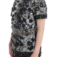 Black Clear Crystal Runway Blouse Top