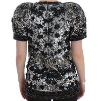 Black Clear Crystal Runway Blouse Top