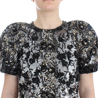 Black Clear Crystal Runway Blouse Top