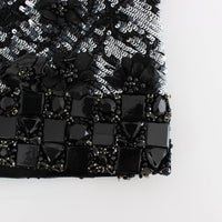 Black Clear Crystal Runway Blouse Top