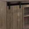 TV Stand with 4 Compartments and 2 Barn Sliding Doors, Gray