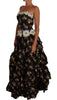 Black Sartoria Ball Floral Rose Crystal Dress