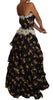 Black Sartoria Ball Floral Rose Crystal Dress