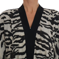 Black Zebra Kaftan Abaya Cape Silk Dress