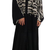 Black Zebra Kaftan Abaya Cape Silk Dress