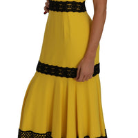 Yellow Dress Floral Lace Fringes Sheath dress